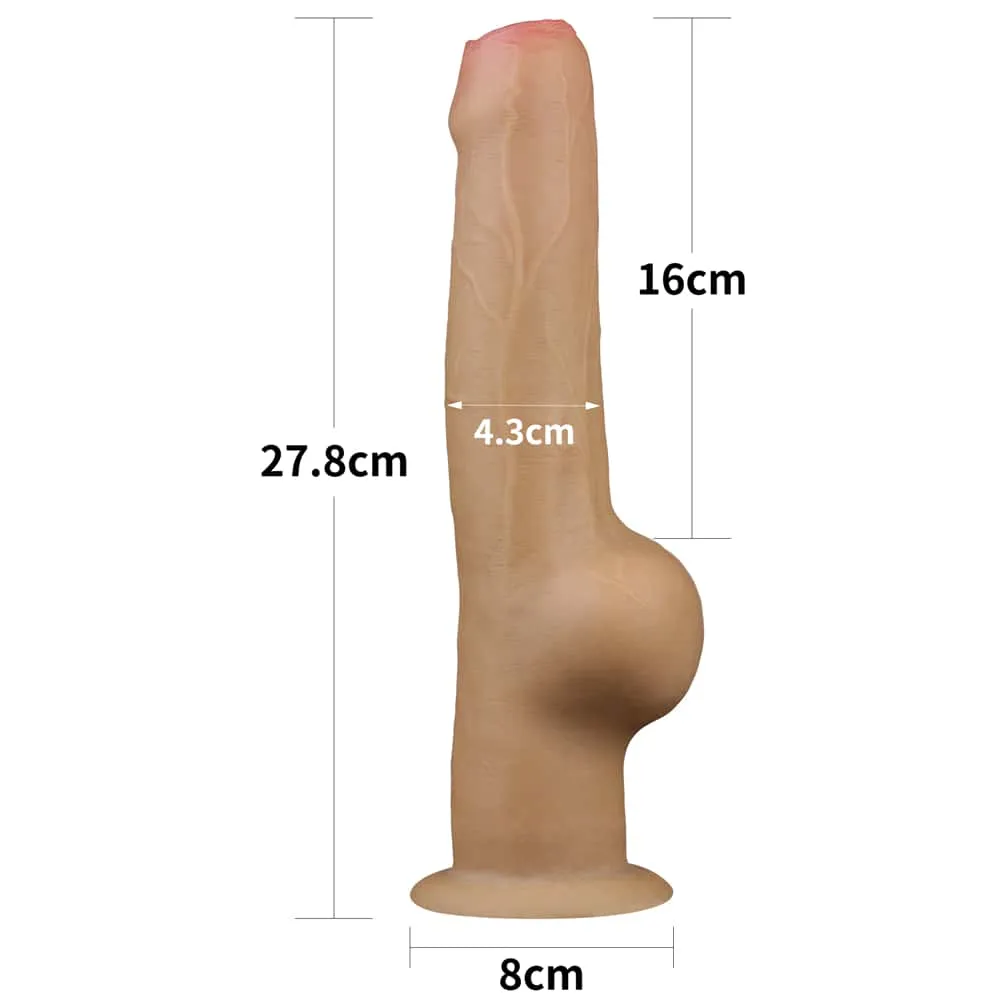 11'' Dual Density Dildo Handle Foreskin Cock
