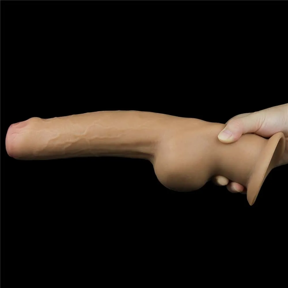 11'' Dual Density Dildo Handle Foreskin Cock