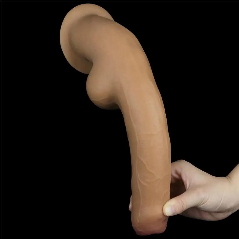 11'' Dual Density Dildo Handle Foreskin Cock