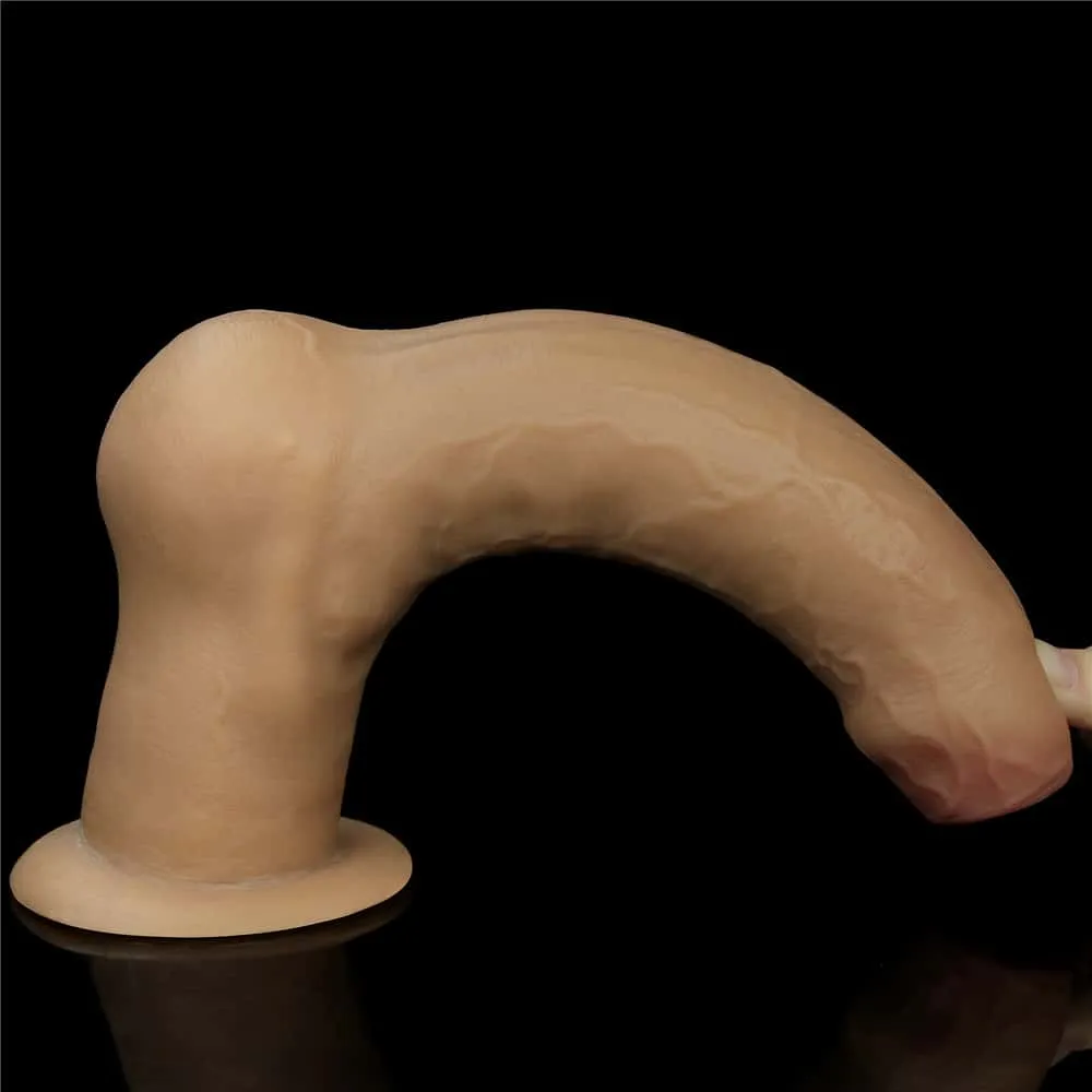 11'' Dual Density Dildo Handle Foreskin Cock