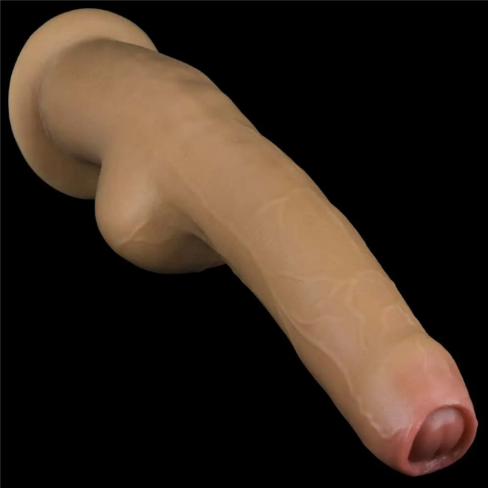 11'' Dual Density Dildo Handle Foreskin Cock