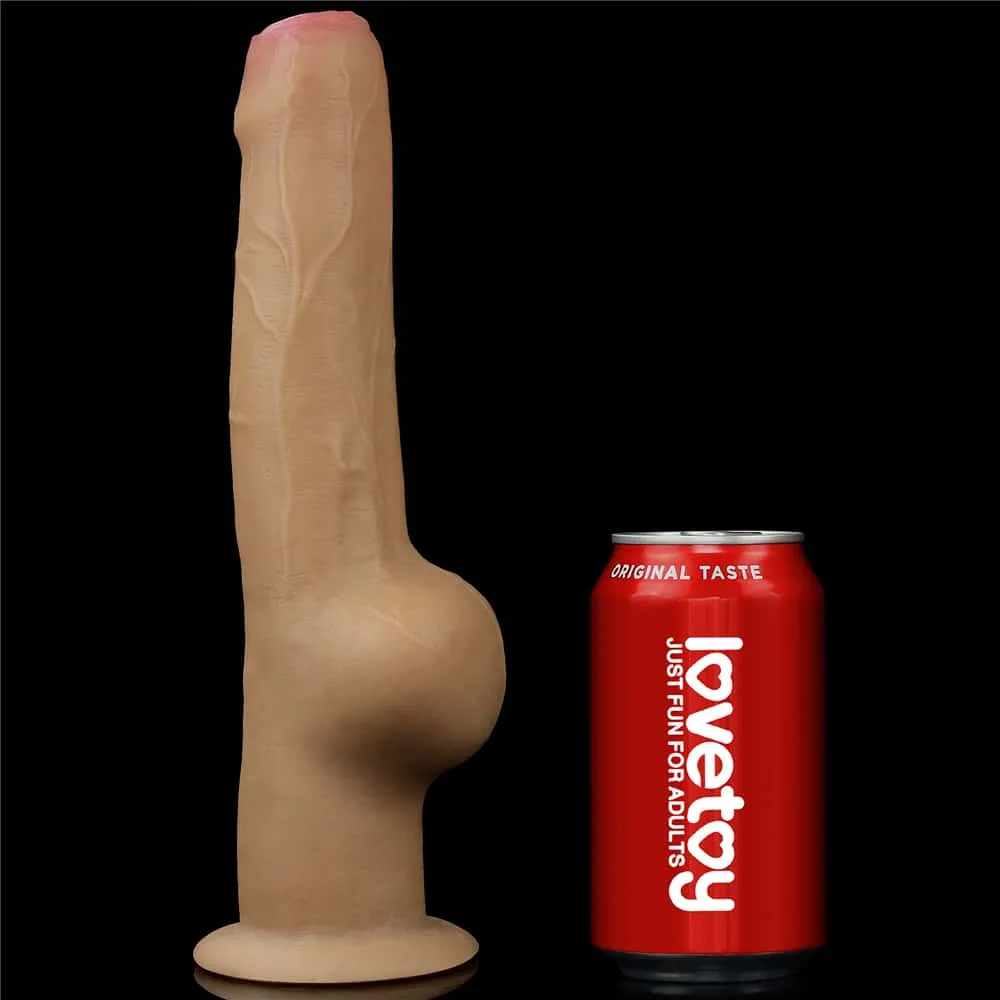 11'' Dual Density Dildo Handle Foreskin Cock