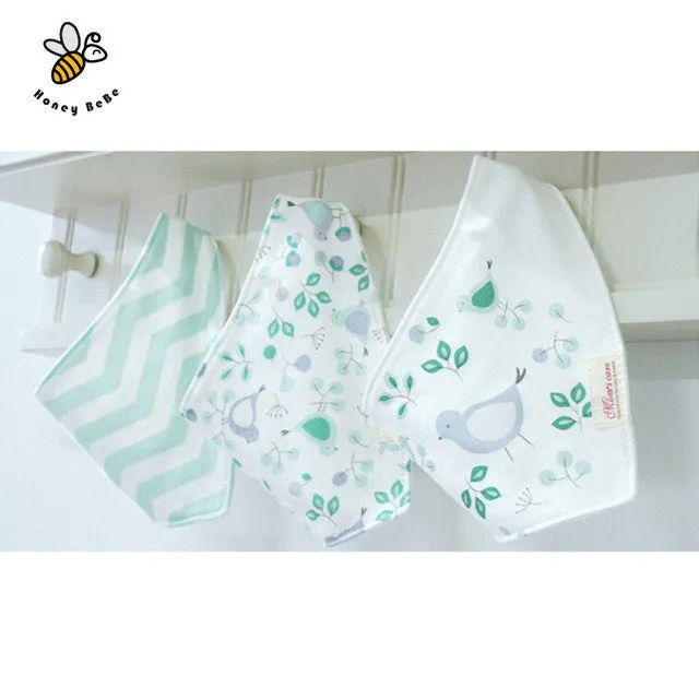 3Pcs/lot Cotton Baby Bibs Boys Girls Towel Cartoon Baby Bandana Bibs Newborn Baby Bib Infant Saliva Towel Toddler Clothing