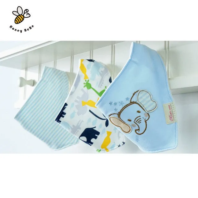 3Pcs/lot Cotton Baby Bibs Boys Girls Towel Cartoon Baby Bandana Bibs Newborn Baby Bib Infant Saliva Towel Toddler Clothing