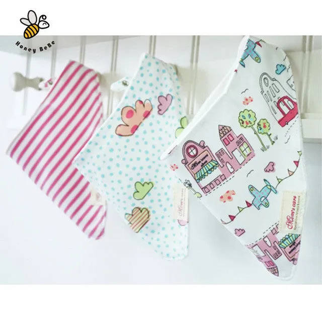3Pcs/lot Cotton Baby Bibs Boys Girls Towel Cartoon Baby Bandana Bibs Newborn Baby Bib Infant Saliva Towel Toddler Clothing