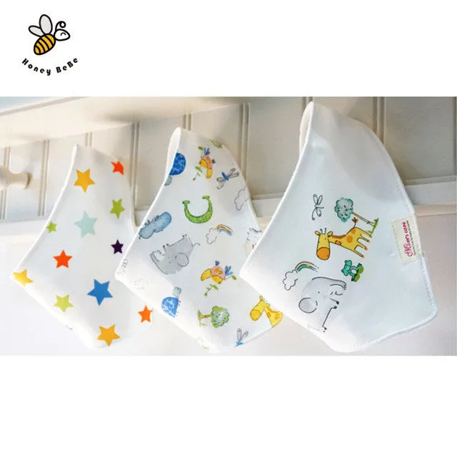 3Pcs/lot Cotton Baby Bibs Boys Girls Towel Cartoon Baby Bandana Bibs Newborn Baby Bib Infant Saliva Towel Toddler Clothing