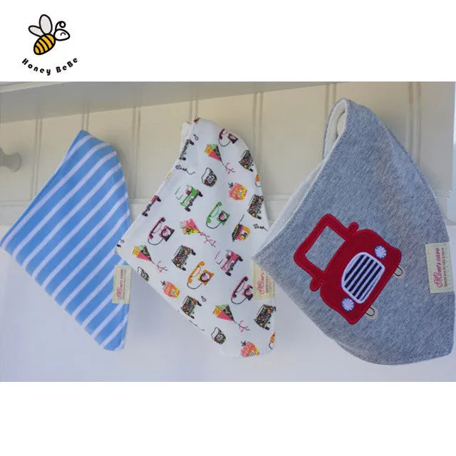 3Pcs/lot Cotton Baby Bibs Boys Girls Towel Cartoon Baby Bandana Bibs Newborn Baby Bib Infant Saliva Towel Toddler Clothing