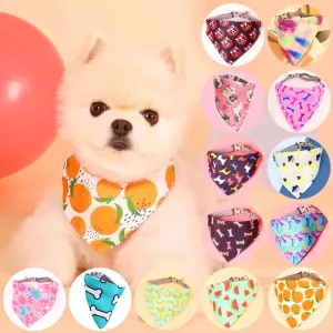 Adorable Cartoon Print Dog Bandana Triangle Pet Bibs