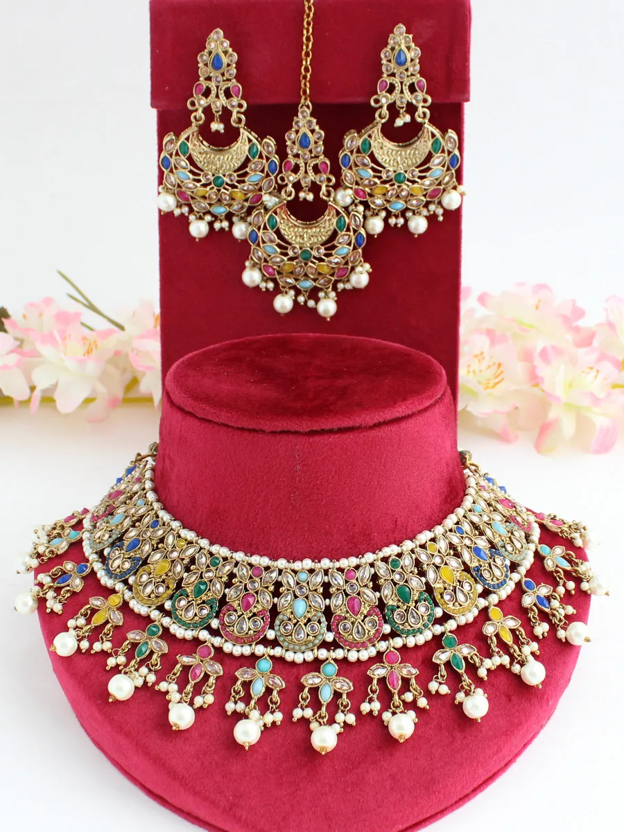 Anushri Polki Bib Necklace Set