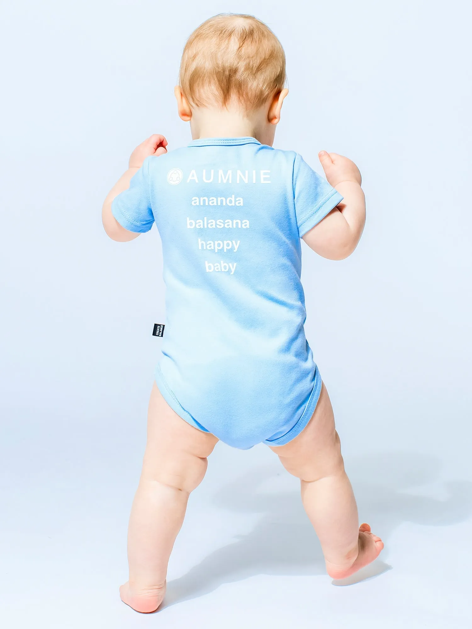 AUMkids HAPPY BABY SHORT SLEEVE ONESIE   BIB SET, SKY