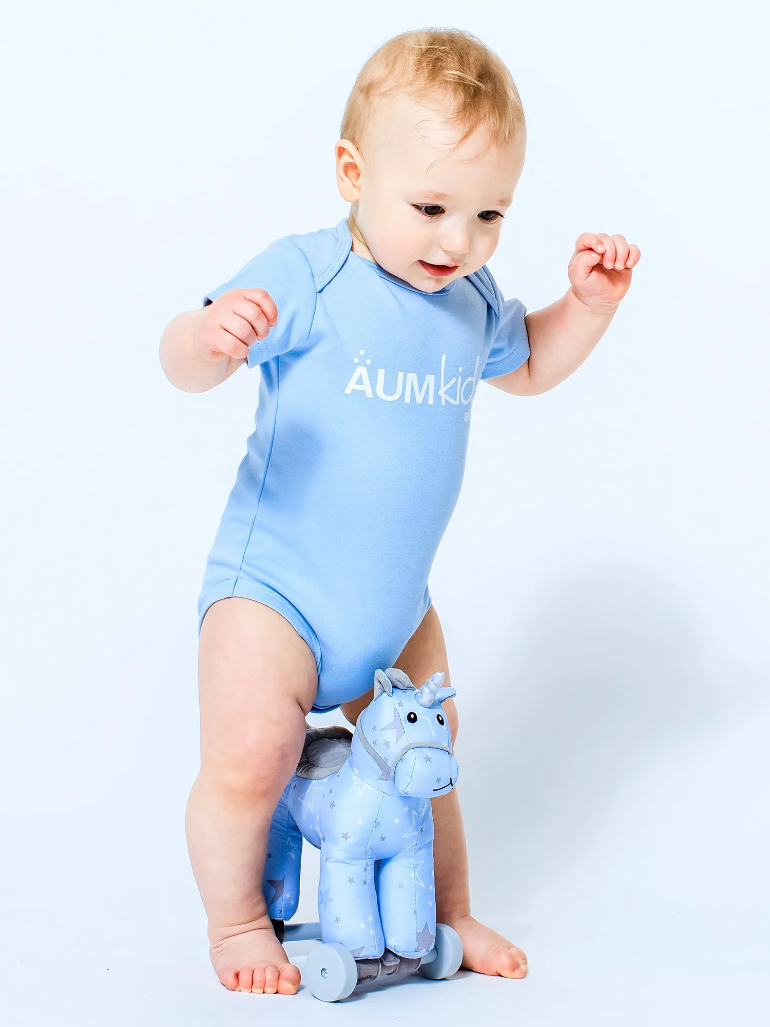 AUMkids HAPPY BABY SHORT SLEEVE ONESIE   BIB SET, SKY
