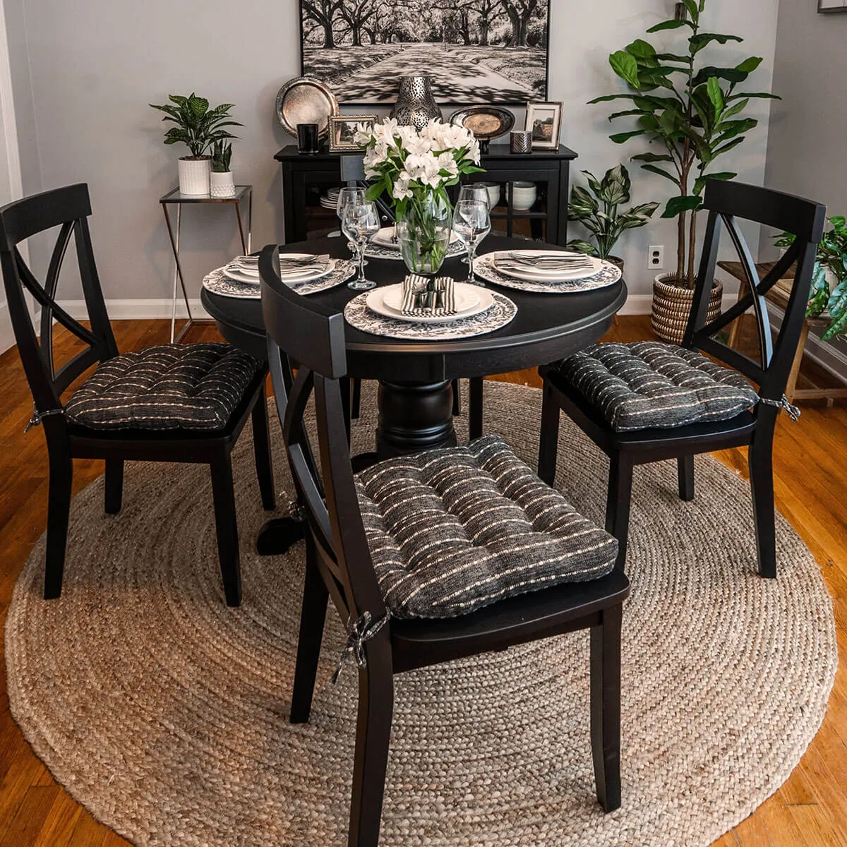 Avante Black Dining Chair Pads - Latex Foam Fill, Reversible - Made in USA