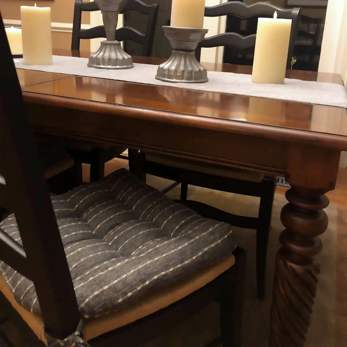 Avante Black Dining Chair Pads - Latex Foam Fill, Reversible - Made in USA