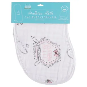 Baby Burp Cloth & Bib Combo:  Southern Belle