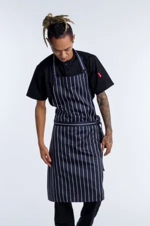 Bella Striped black/white bib Chef Apron no pocket medium size