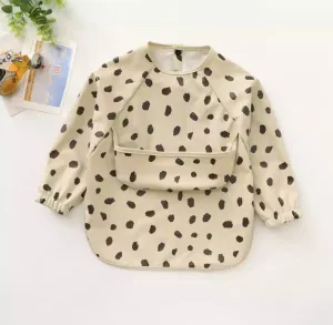 Black Dots - Toddler & Baby Long Sleeve Waterproof Apron Smock Bib