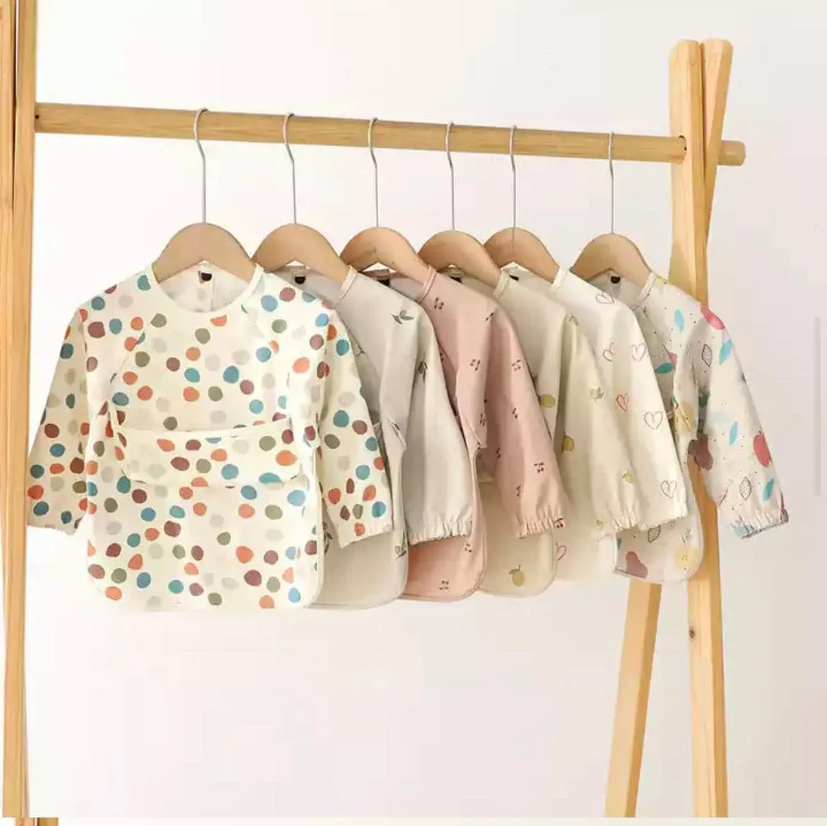 Black Dots - Toddler & Baby Long Sleeve Waterproof Apron Smock Bib