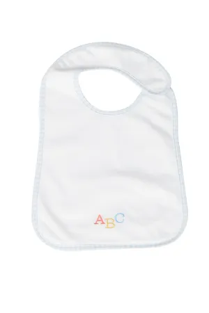 Blue Gingham ABC Feeding Bib