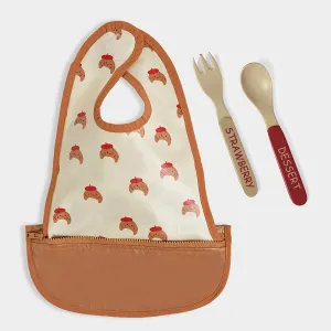 Bonjour Pouchron Bib & Cutlery Set