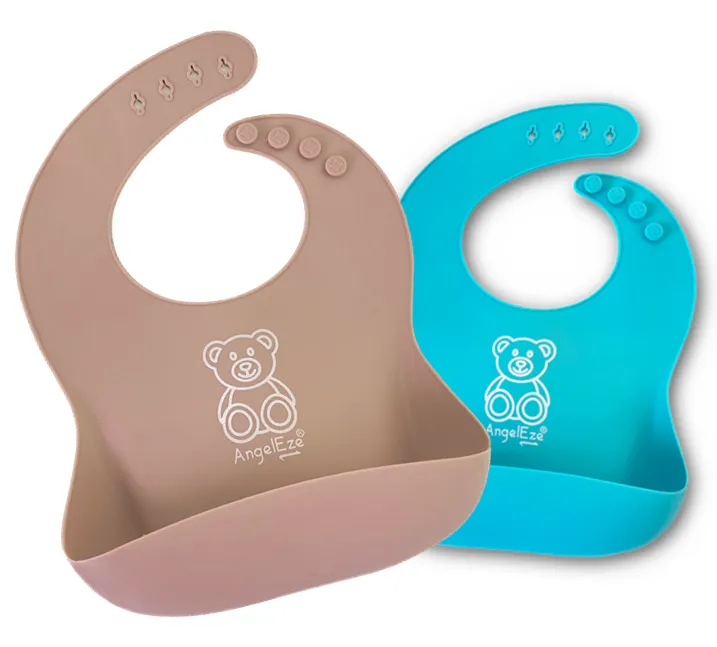BPA Free Silicone Baby Bib with Food Catcher (Set of 2)