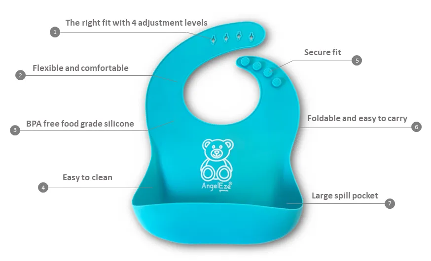 BPA Free Silicone Baby Bib with Food Catcher (Set of 2)