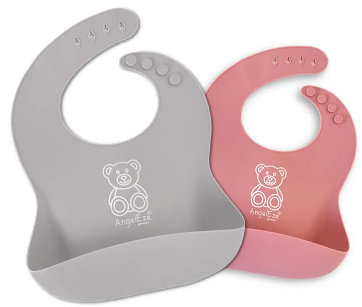 BPA Free Silicone Baby Bib with Food Catcher (Set of 2)