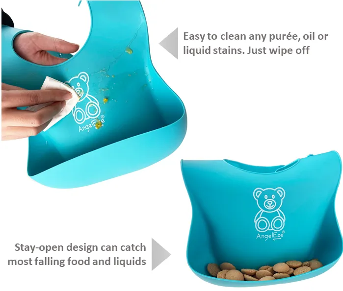 BPA Free Silicone Baby Bib with Food Catcher (Set of 2)