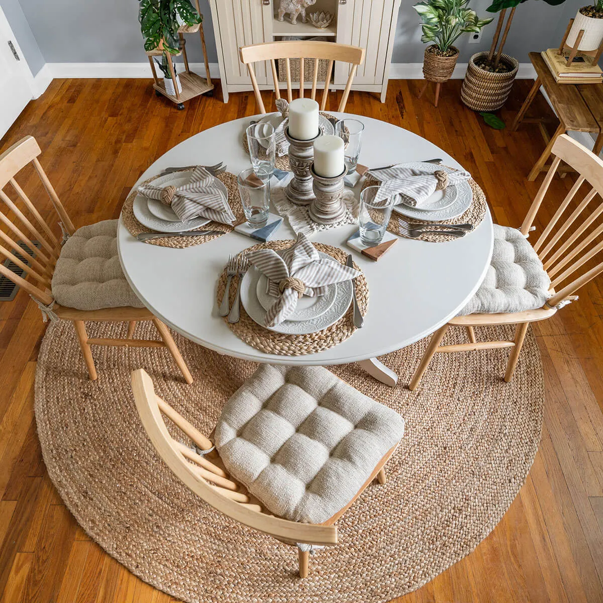 Brisbane Natural Dining Chair Pad - Latex Foam Fill - Reversible