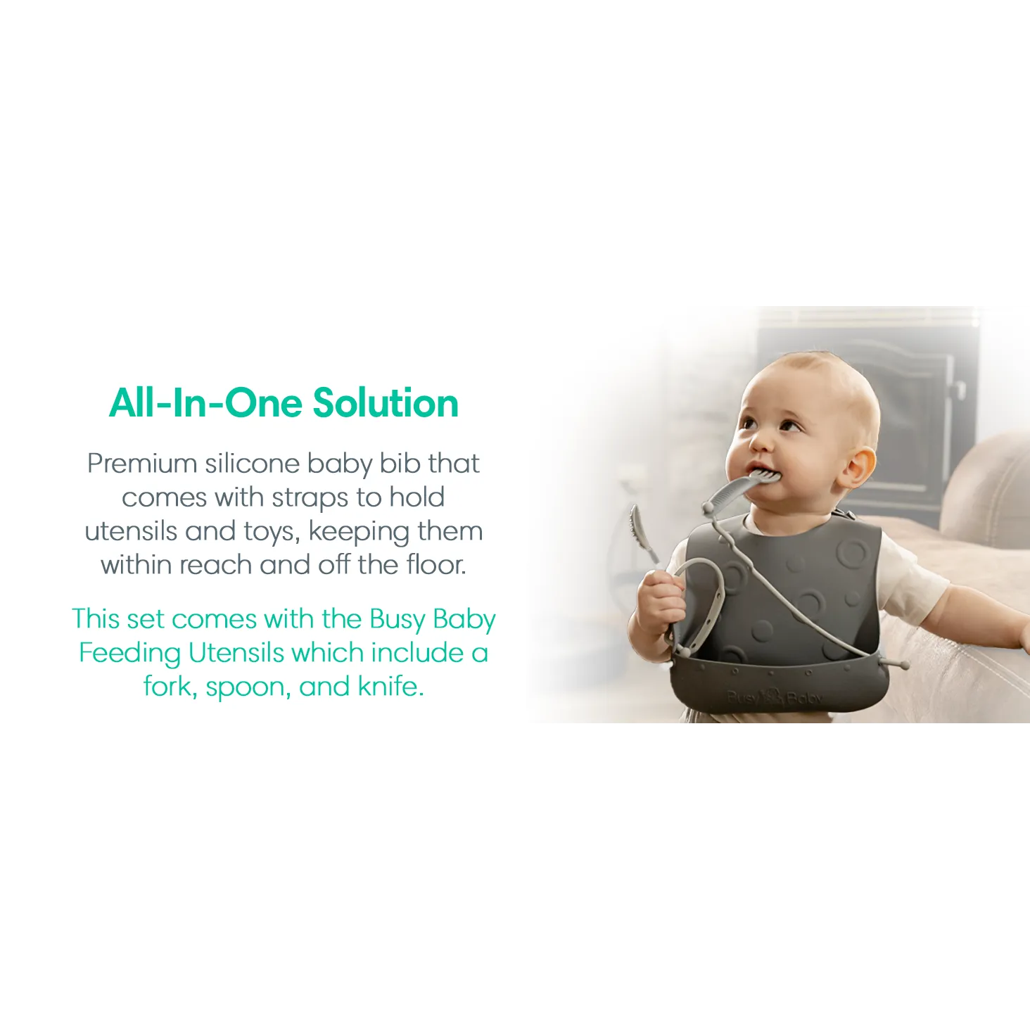 Busy Baby Bungee Bib & Utensil Set