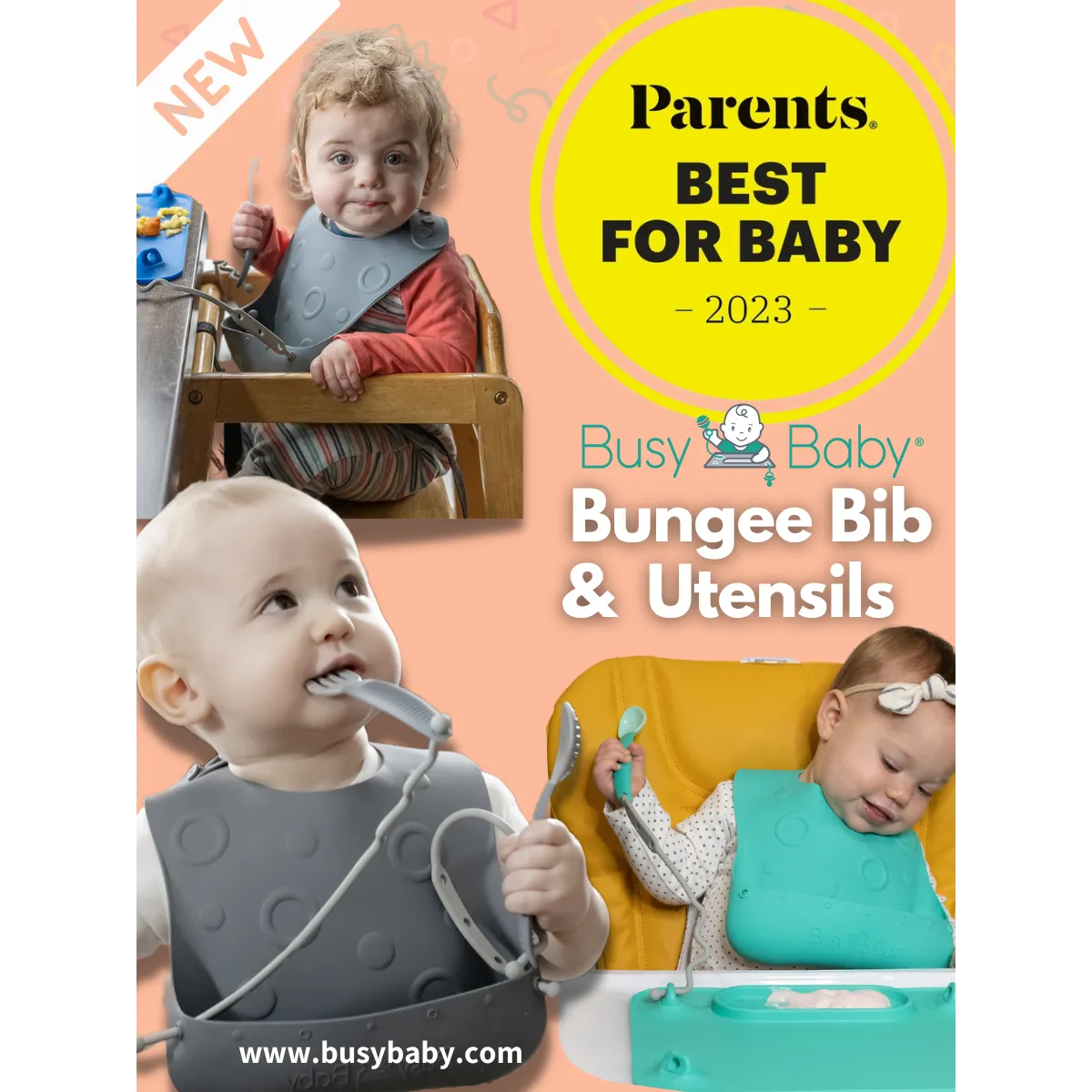 Busy Baby Bungee Bib & Utensil Set