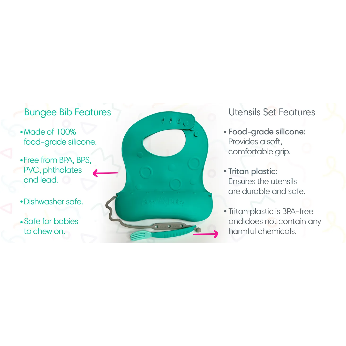 Busy Baby Bungee Bib & Utensil Set
