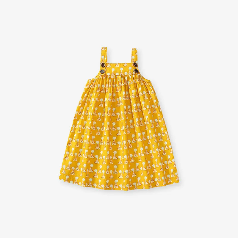 Cartoon Giraffe Print Suspender Dress