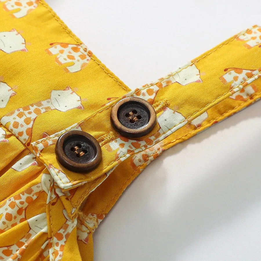 Cartoon Giraffe Print Suspender Dress