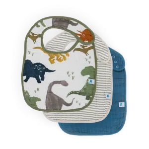Cotton Muslin Classic Bib 3PK (Dino Friends)