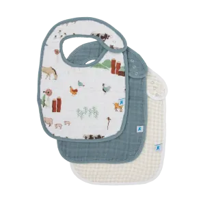 Cotton Muslin Classic Bib 3PK (Farmyard)