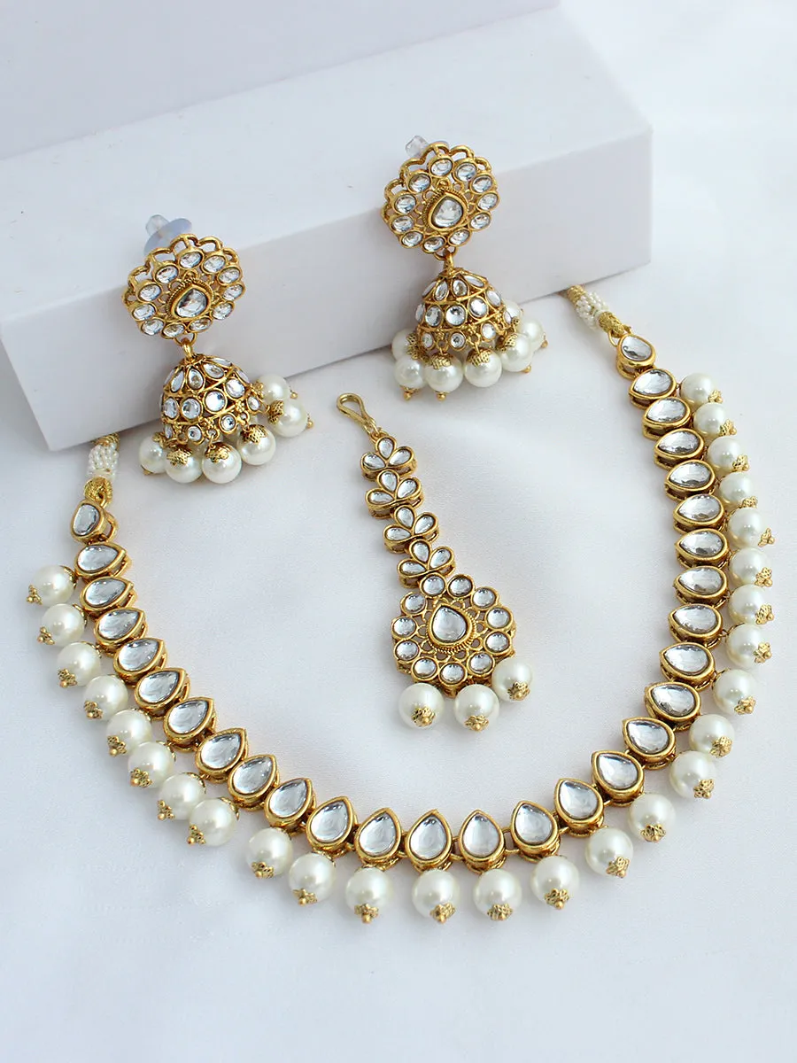 Damini Kundan Bib Necklace Set