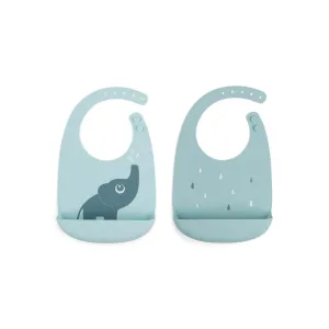 Done by Deer Silicone Bib - Elphee - Blue - 2 Pack