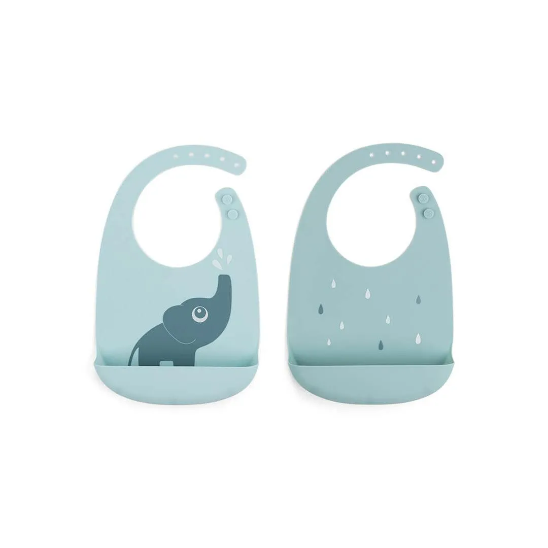 Done by Deer Silicone Bib - Elphee - Blue - 2 Pack