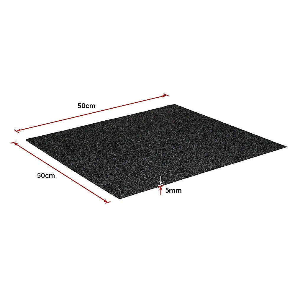 Durable 20-Piece Charcoal Carpet Tiles, Stain & Sun Resistant