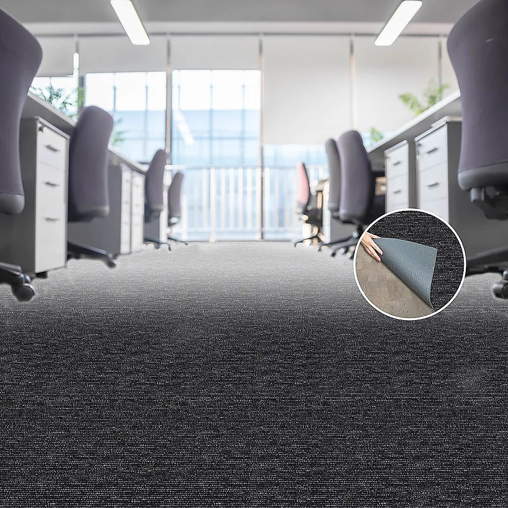 Durable 20-Piece Charcoal Carpet Tiles, Stain & Sun Resistant