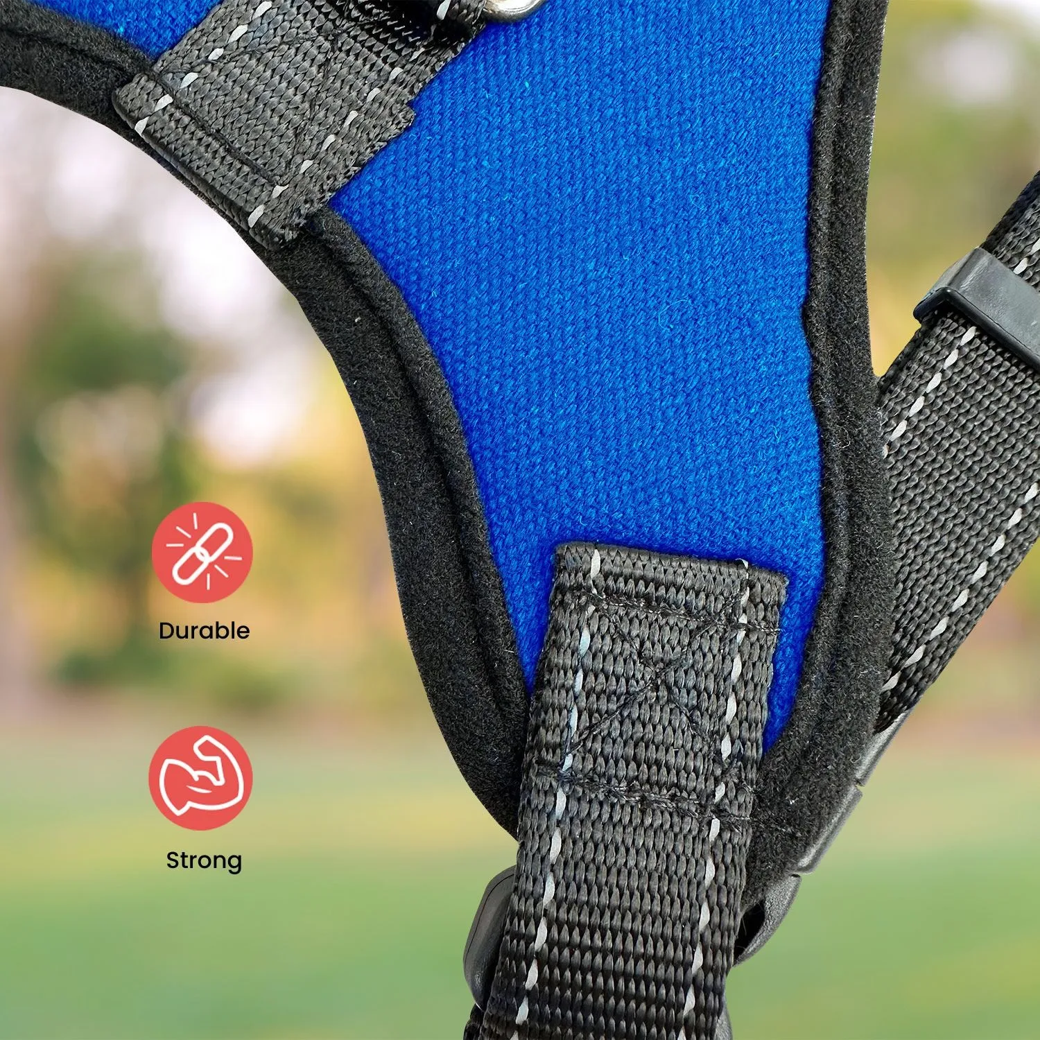 Durable Adjustable XL Dog Harness, Soft, Blue - FLOOFI