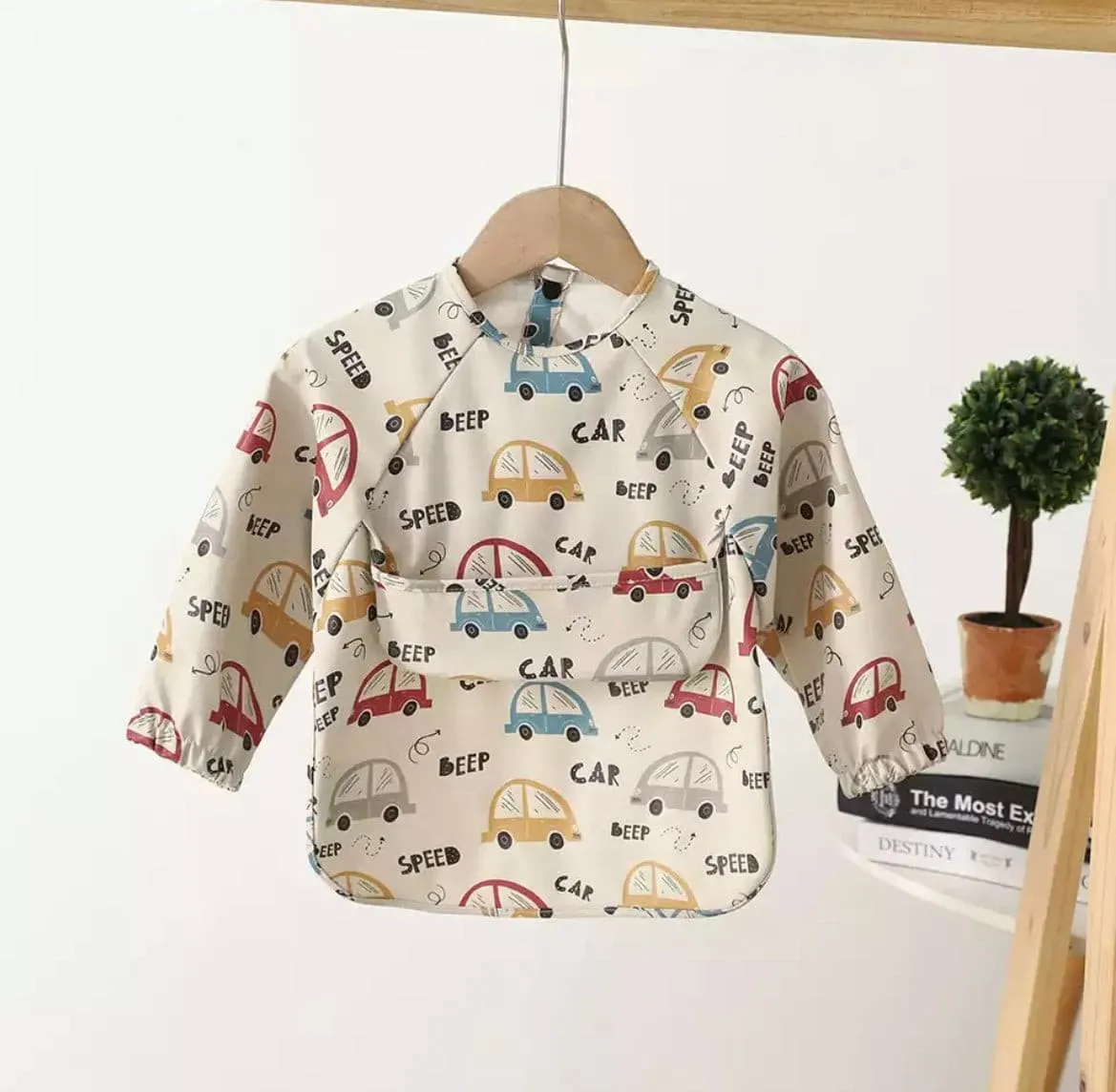 Fun Cars - Toddler & Baby Long Sleeve Waterproof Apron Smock Bib