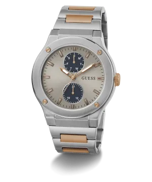 GUESS Mens 2-Tone Silver Tone Multi-function Watch