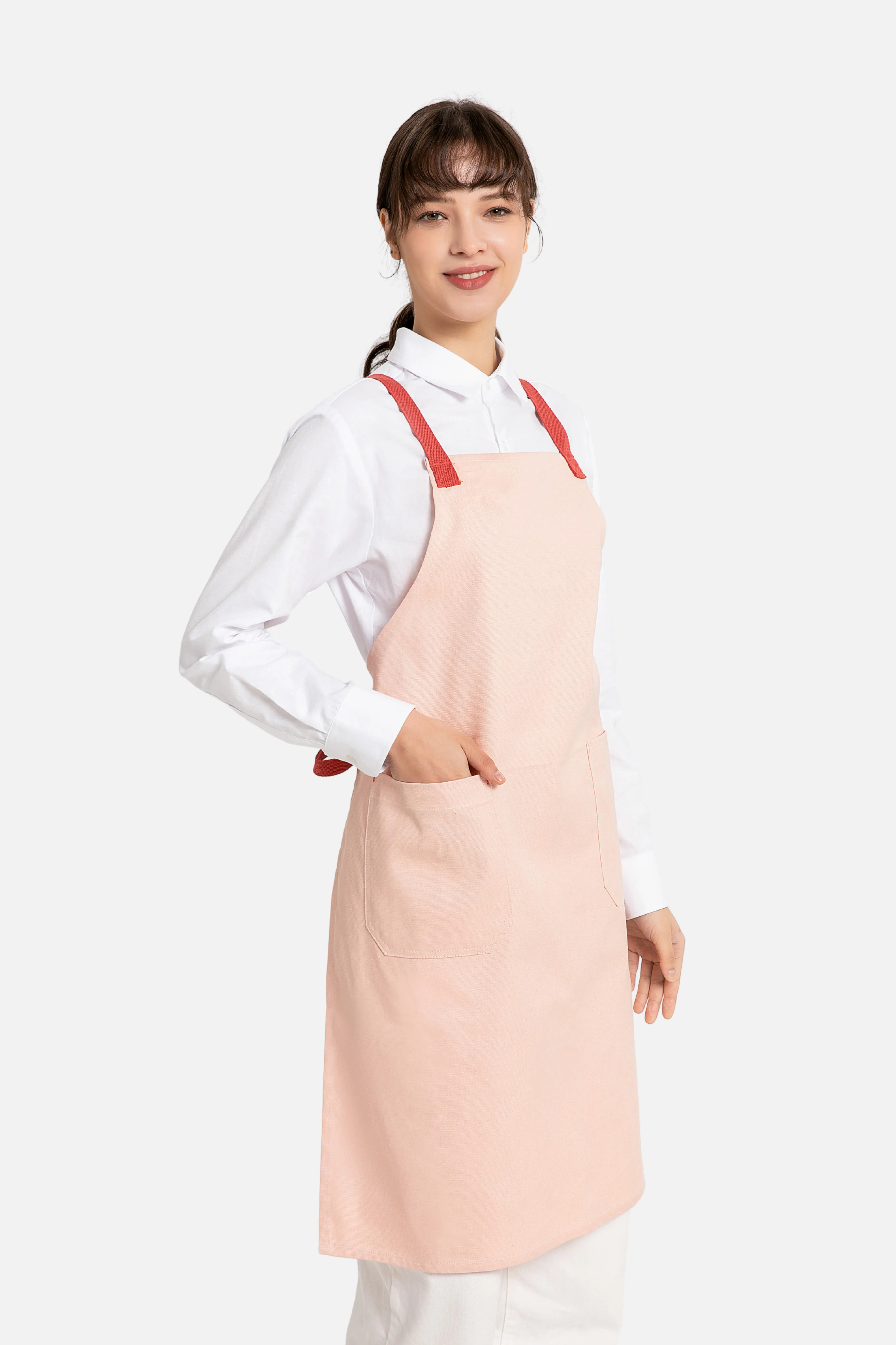 Hayden Pink Canvas Bib Apron