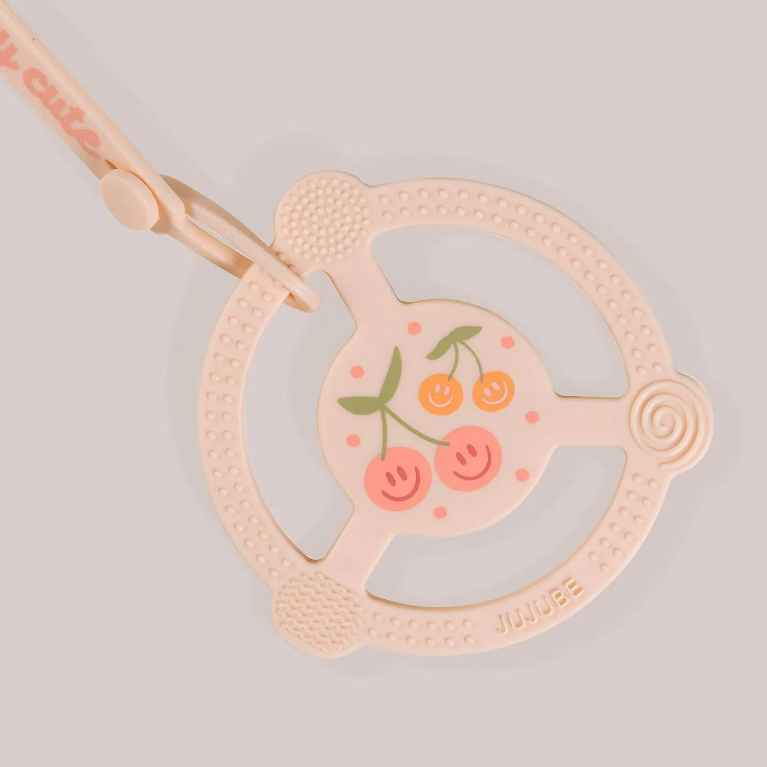 Jujube Silicone Teether Ring & Detachable Clip | Cherry Cute by Doodle By Meg