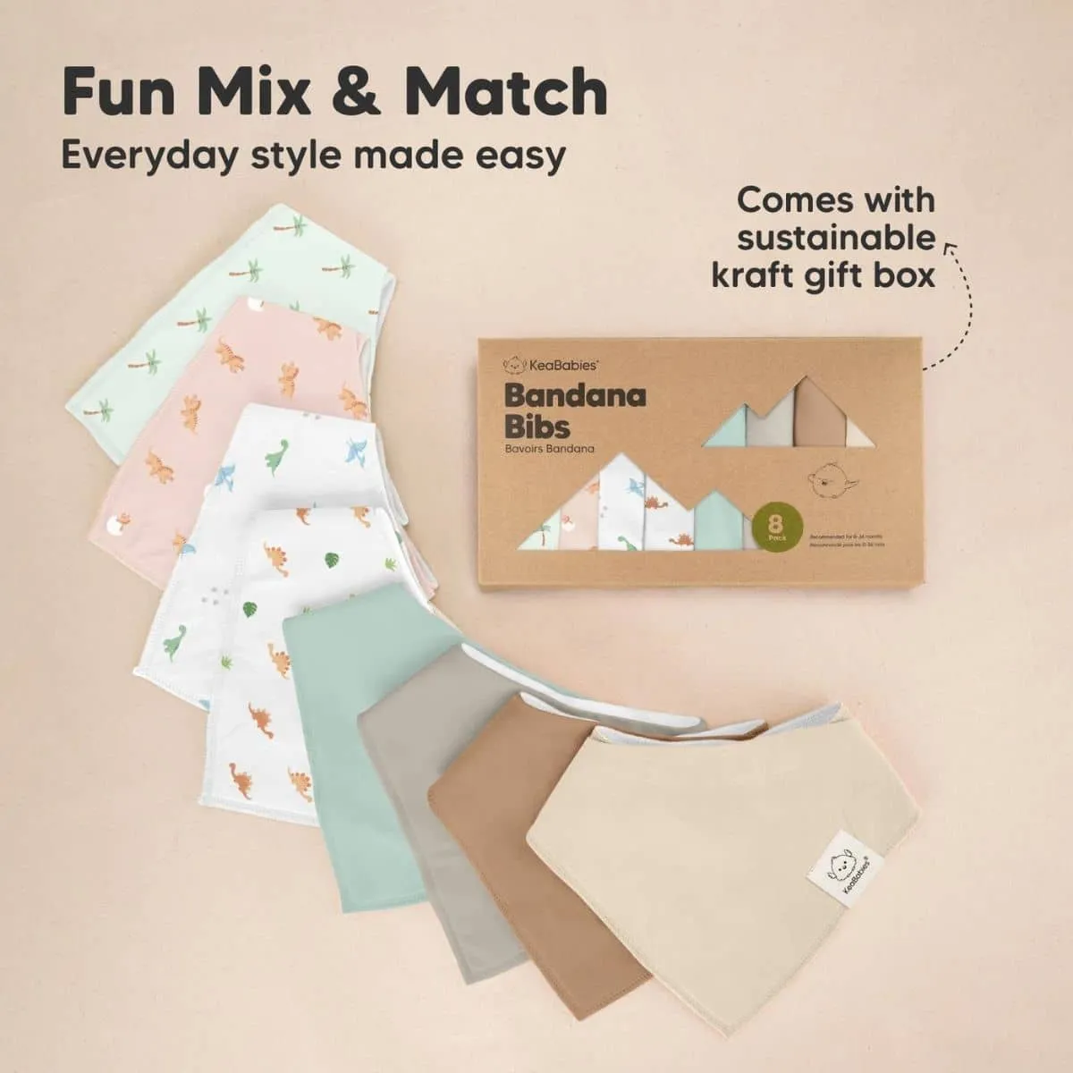 KeaBabies Organic Bandana Bibs Set - Roarsome