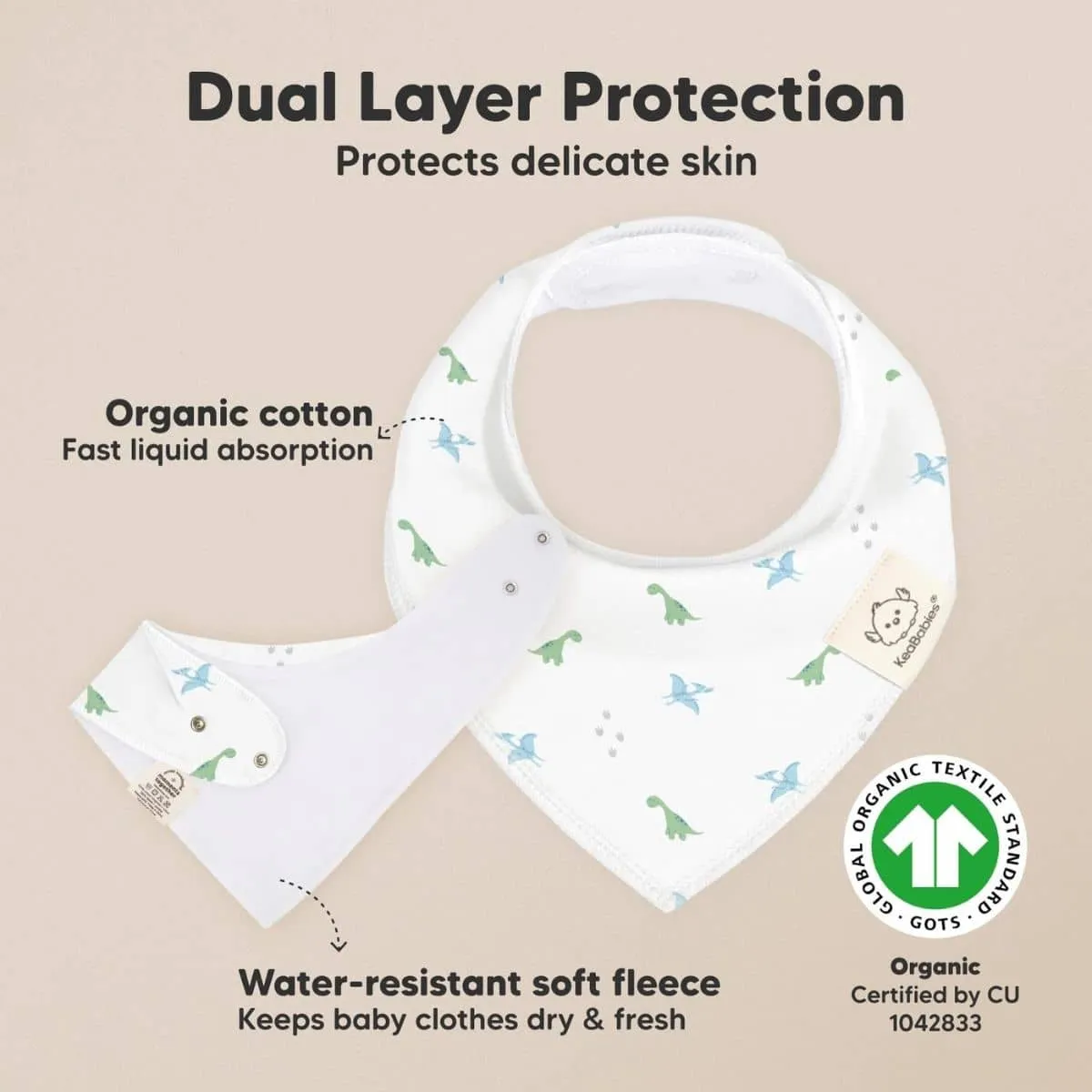 KeaBabies Organic Bandana Bibs Set - Roarsome
