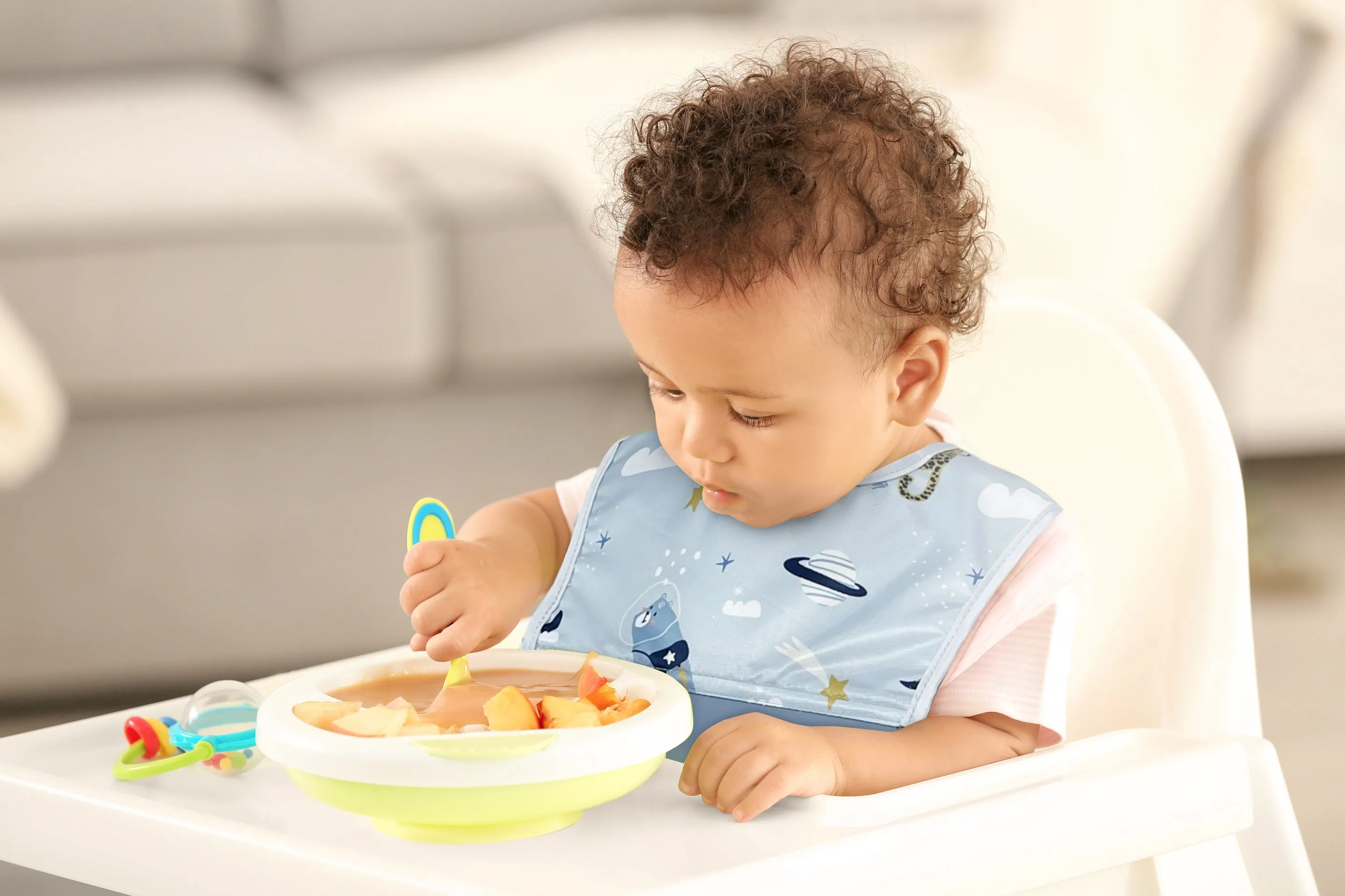 Kushies Silisoft Bib, Waterproof Top with Soft Silicone catch all pocket for Babies and Toddlers
