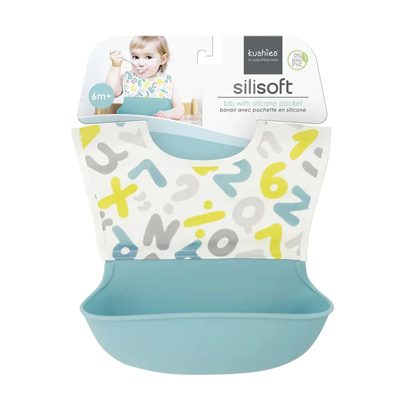Kushies Waterproof Bib with Soft Silicone catch all pocket, Green Mint