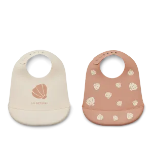 Liewood Tilda Printed Bib 2pk - Shell / Pale Tuscany